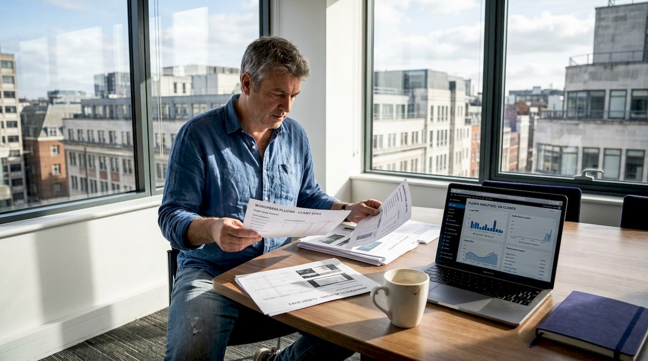 Manager reviewing WordPress plugin reduction plans