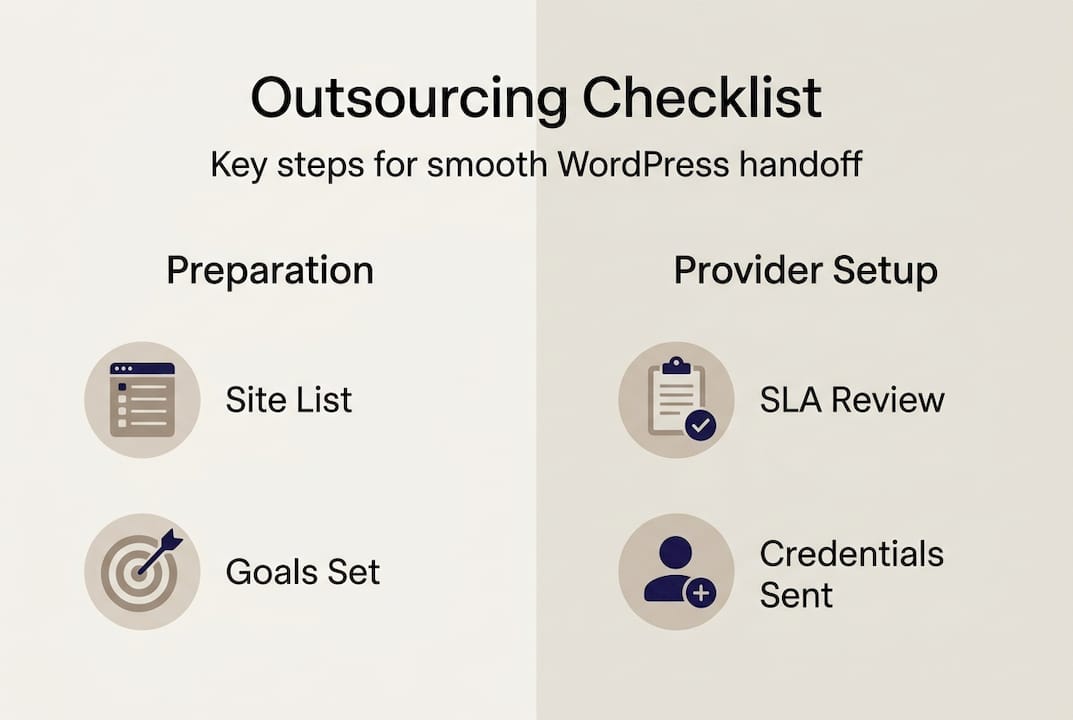Checklist infographic for WordPress outsourcing process
