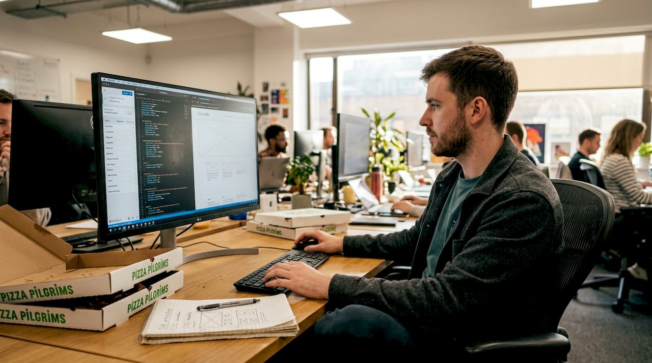 Web designer editing WordPress site agency