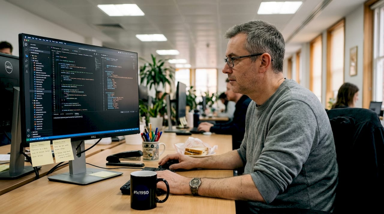 Developer working on custom WordPress theme