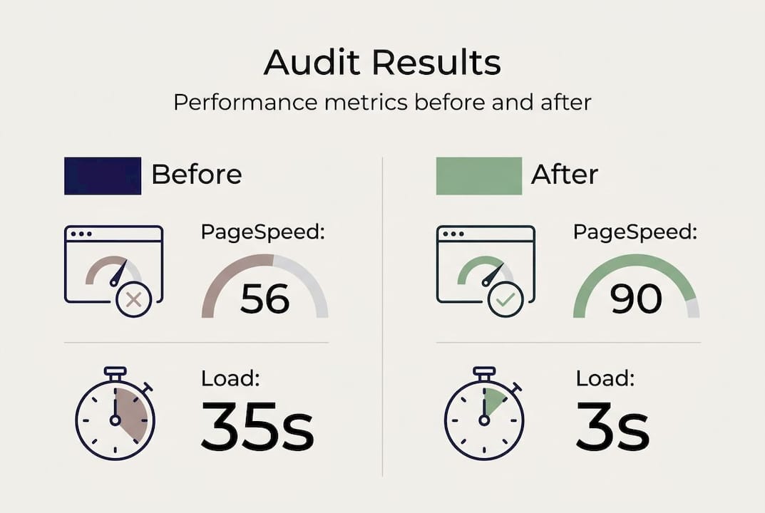 Infographic of site speed and score improvement