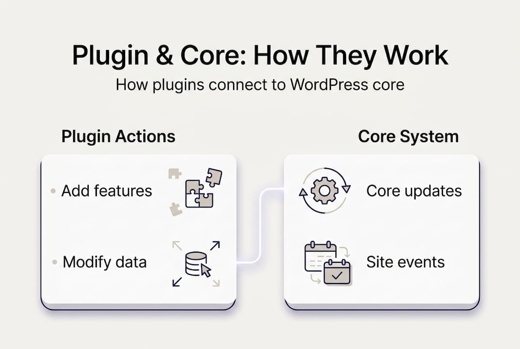 Infographic of plugin and core interaction