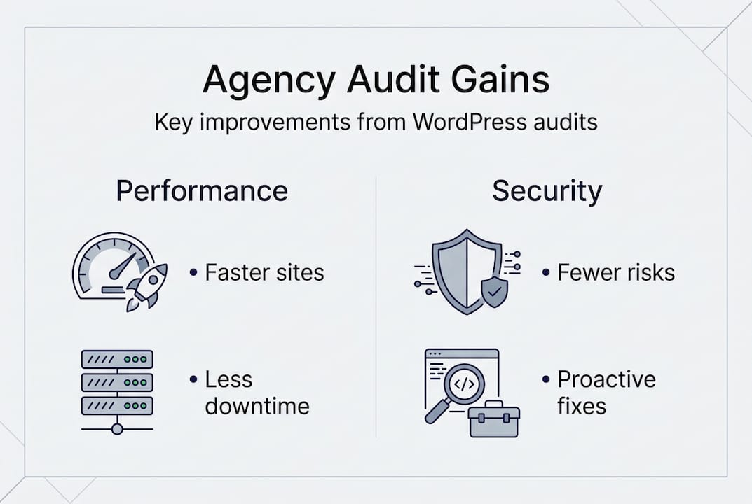 Infographic of main WordPress audit benefits