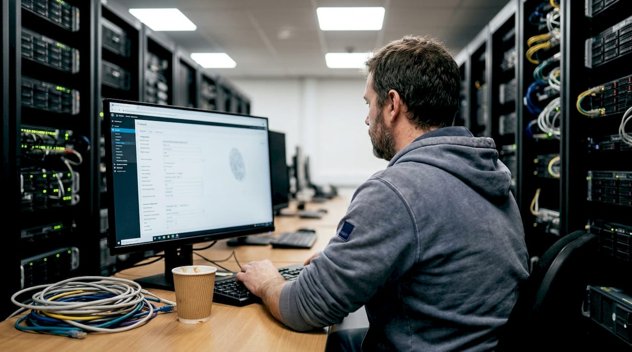 Administrator reviewing server firewall for WordPress