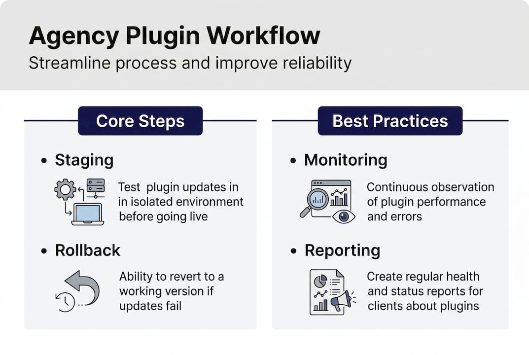 Infographic showing agency plugin workflow steps