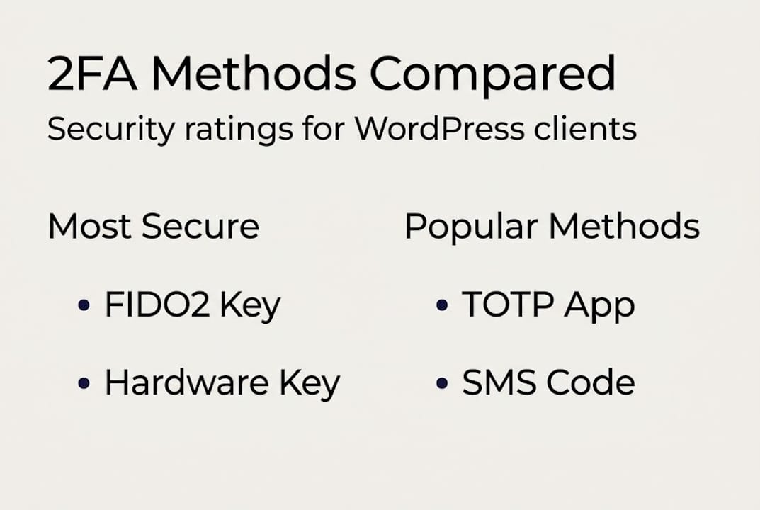 Infographic comparing 2FA security methods