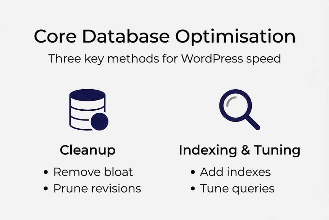 Infographic showing WordPress database optimisation methods