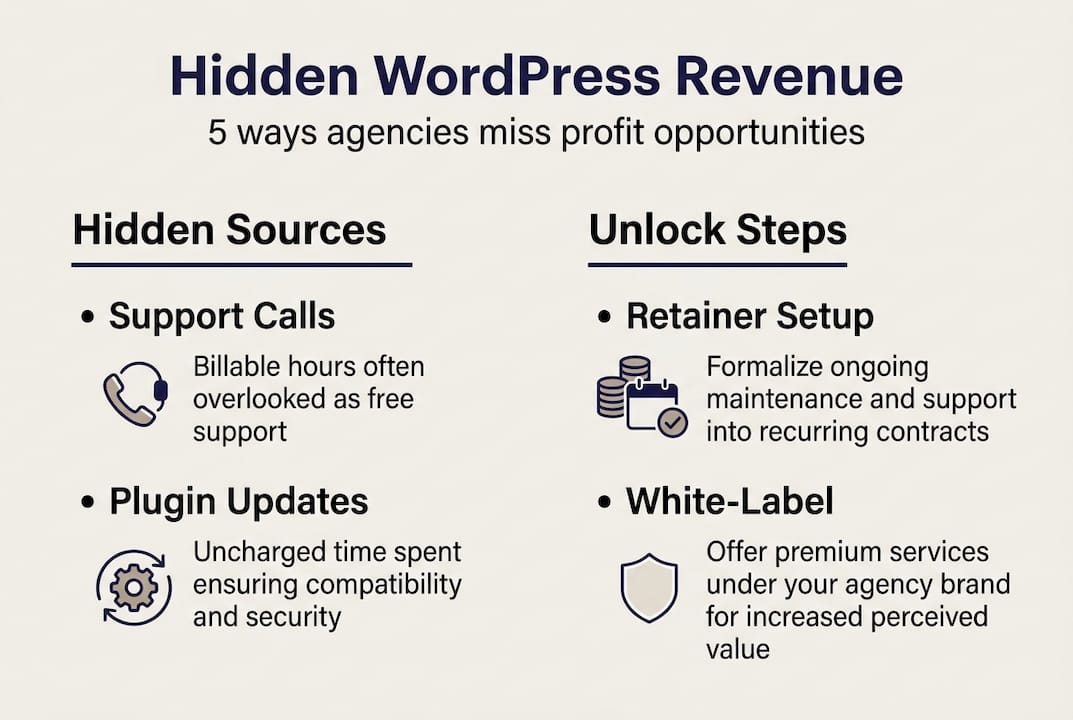 Infographic outlining hidden WordPress revenue sources