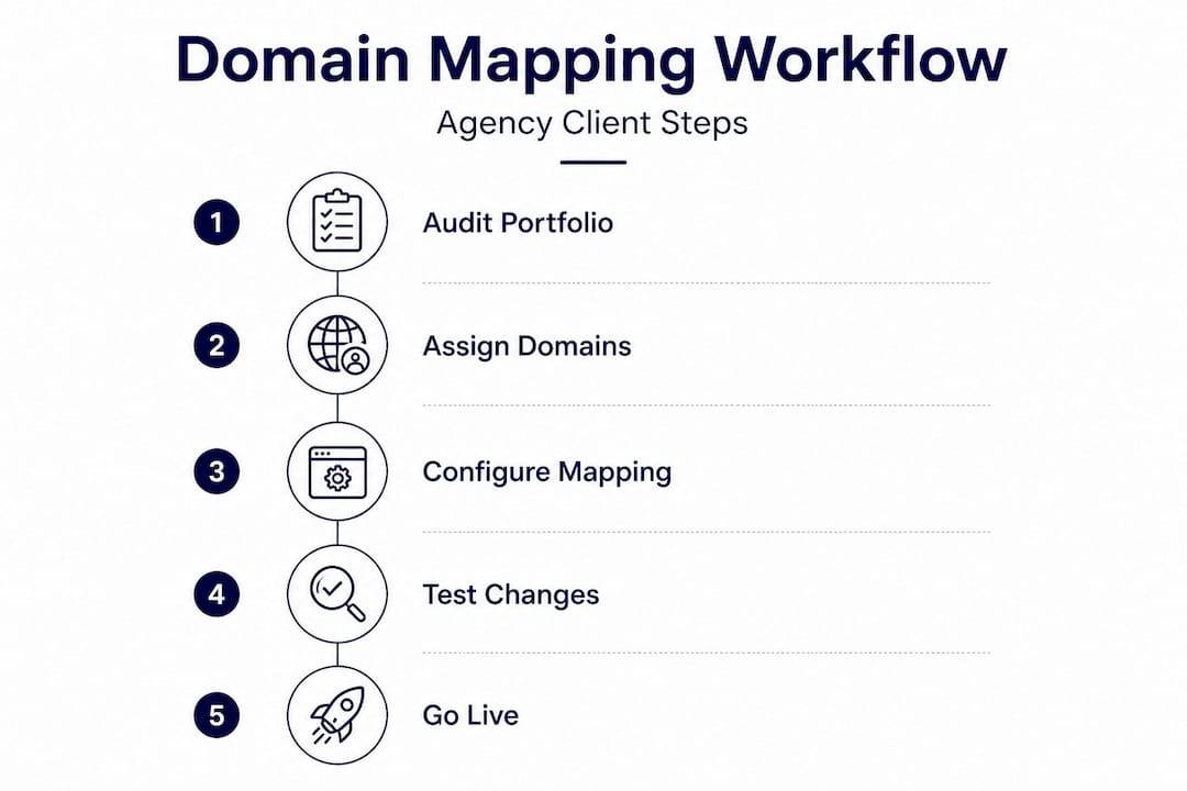 Infographic outlining domain mapping workflow steps