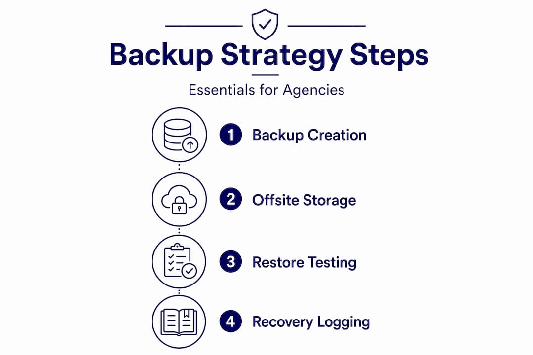Infographic of backup strategy steps for agencies