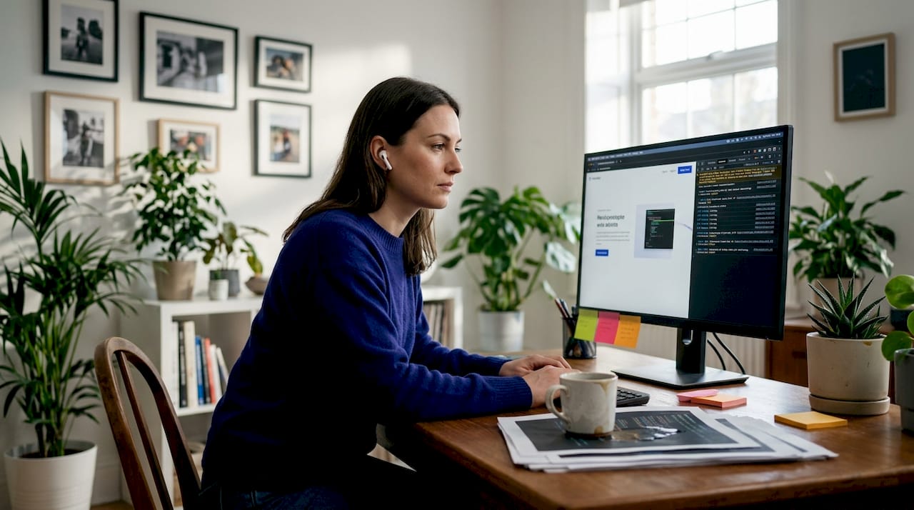 Developer checks website loading with technical tools