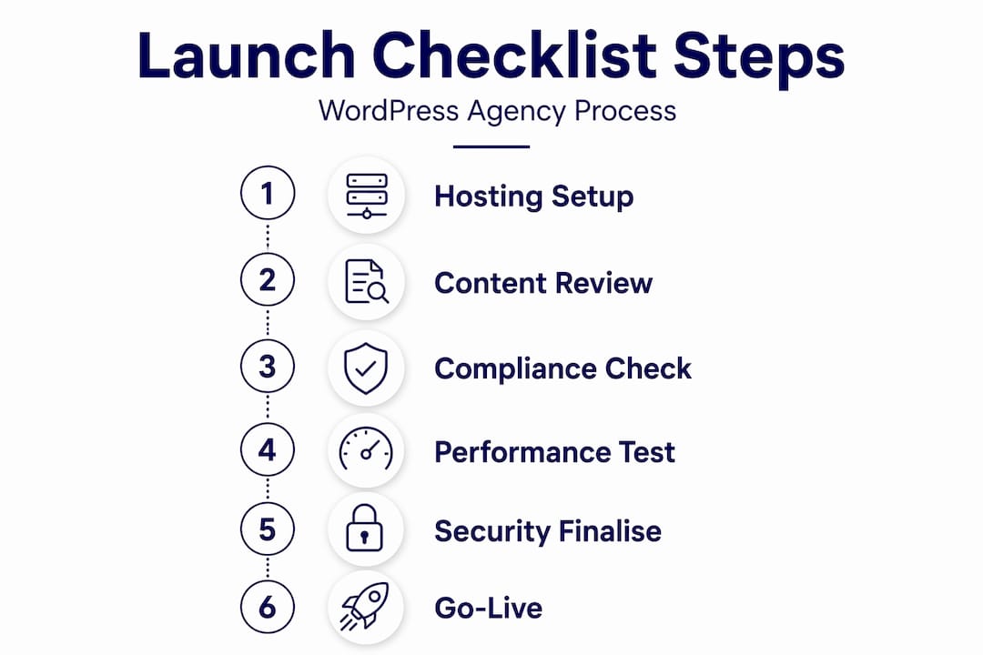 Infographic visualising WordPress launch process steps