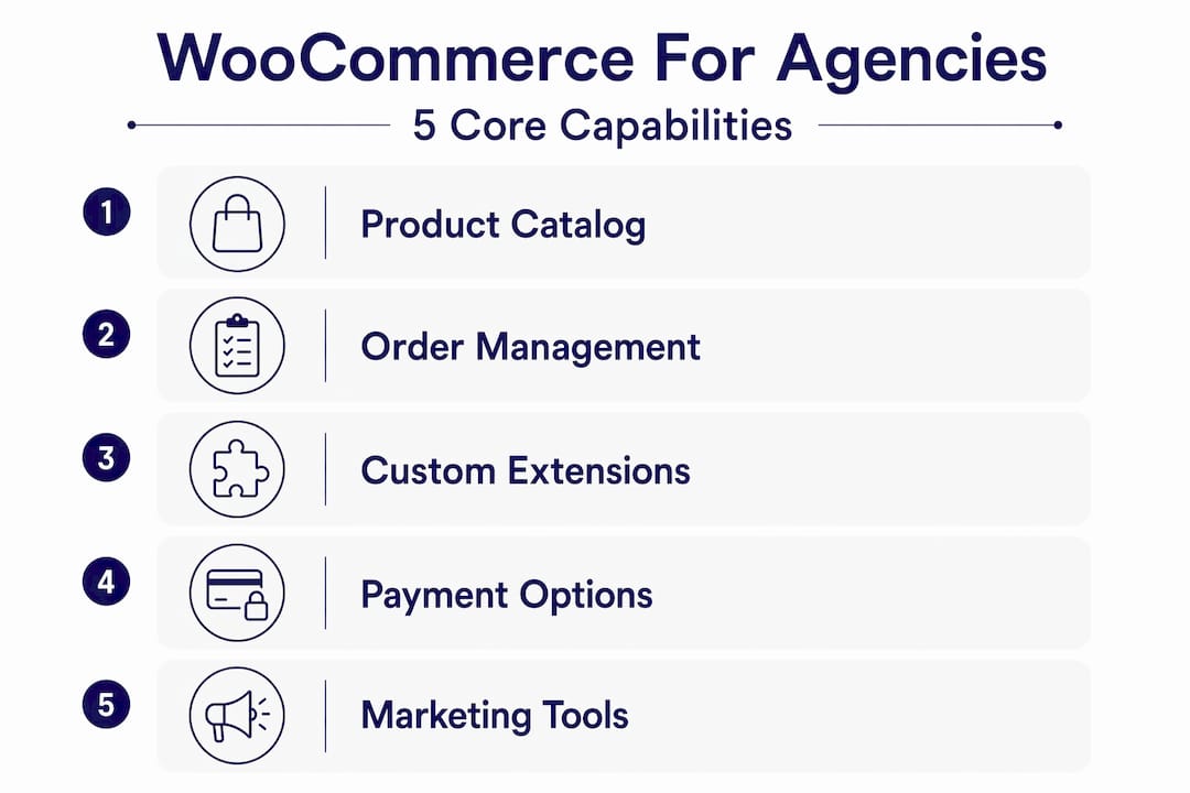 Infographic overview WooCommerce agency essentials