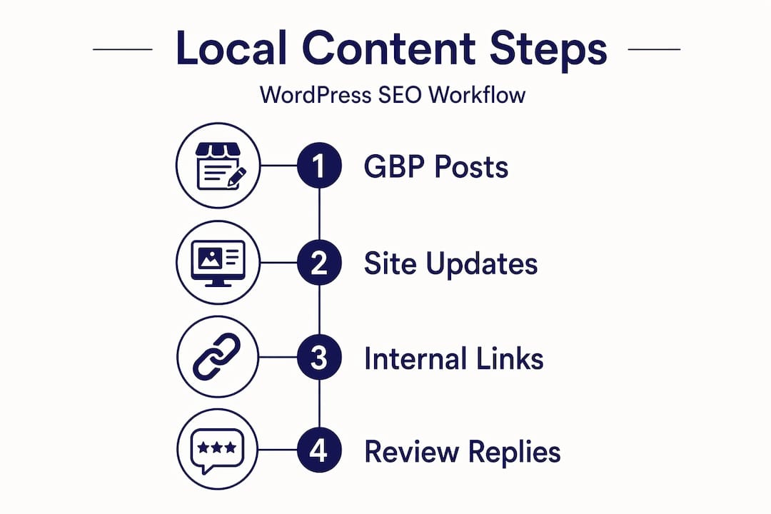 Infographic outlining local SEO content workflow