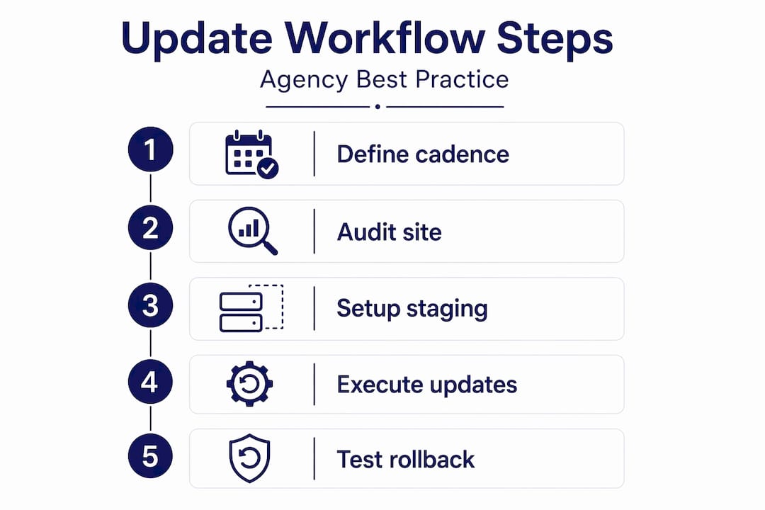 Infographic outlining agency update workflow steps