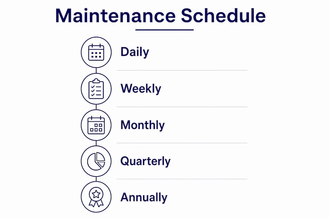 Infographic illustrating website maintenance schedule steps