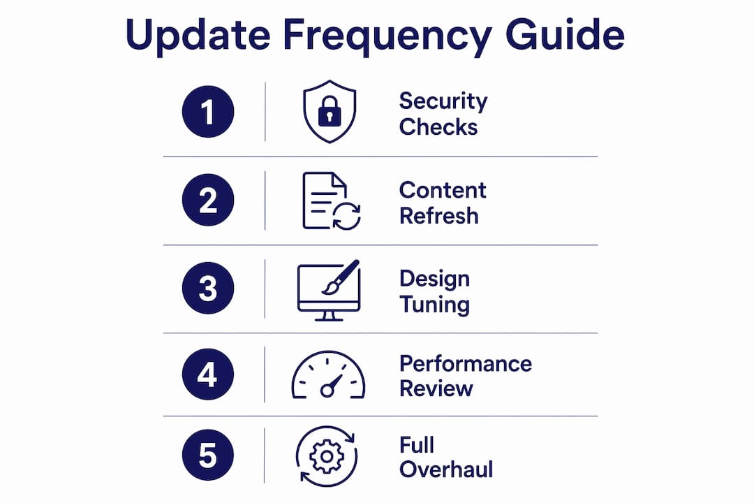 Infographic showing website update frequency steps