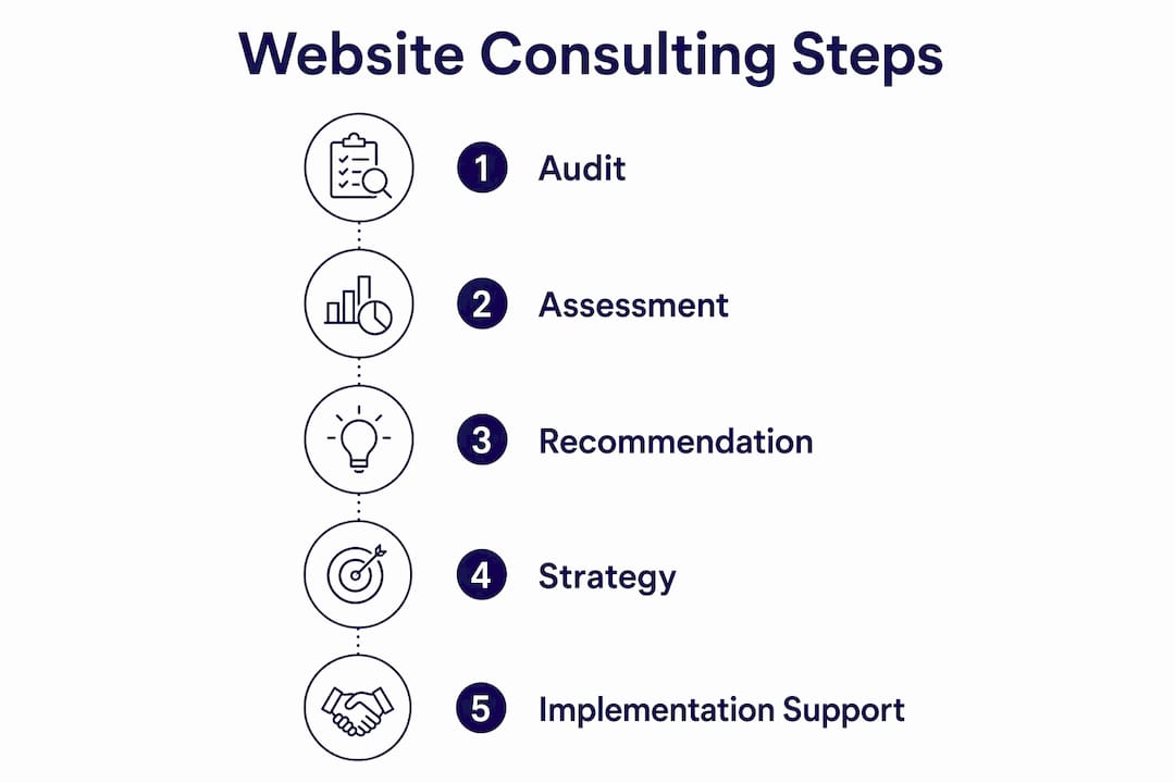 Infographic displaying website consulting process steps