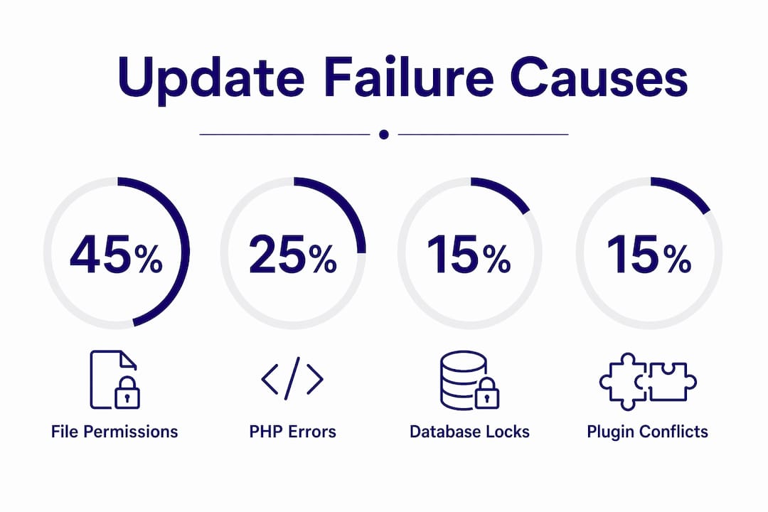 Infographic of common WordPress update failure causes