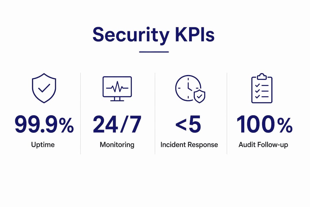 Infographic showing WordPress security KPIs with stats