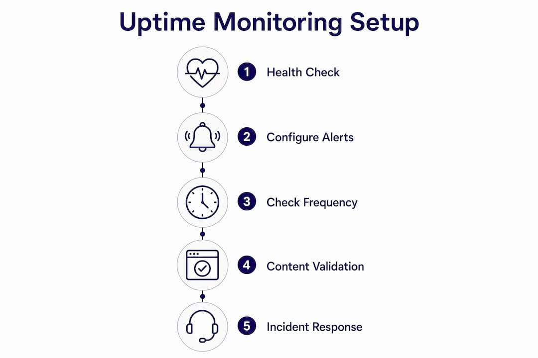 Infographic showing steps to set up website uptime monitoring