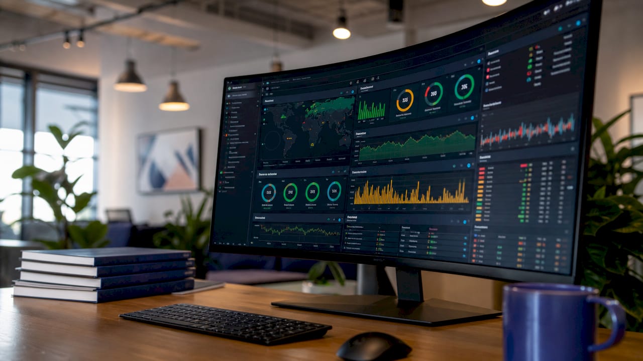 Close-up of uptime monitoring dashboard on screen