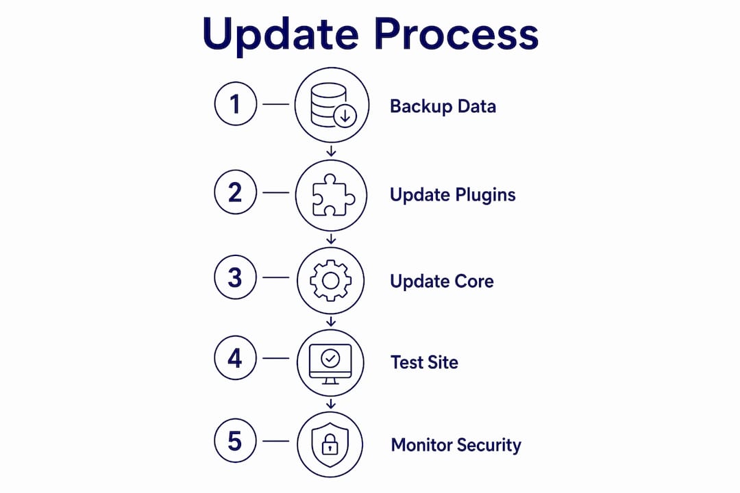 Infographic showing WordPress update steps