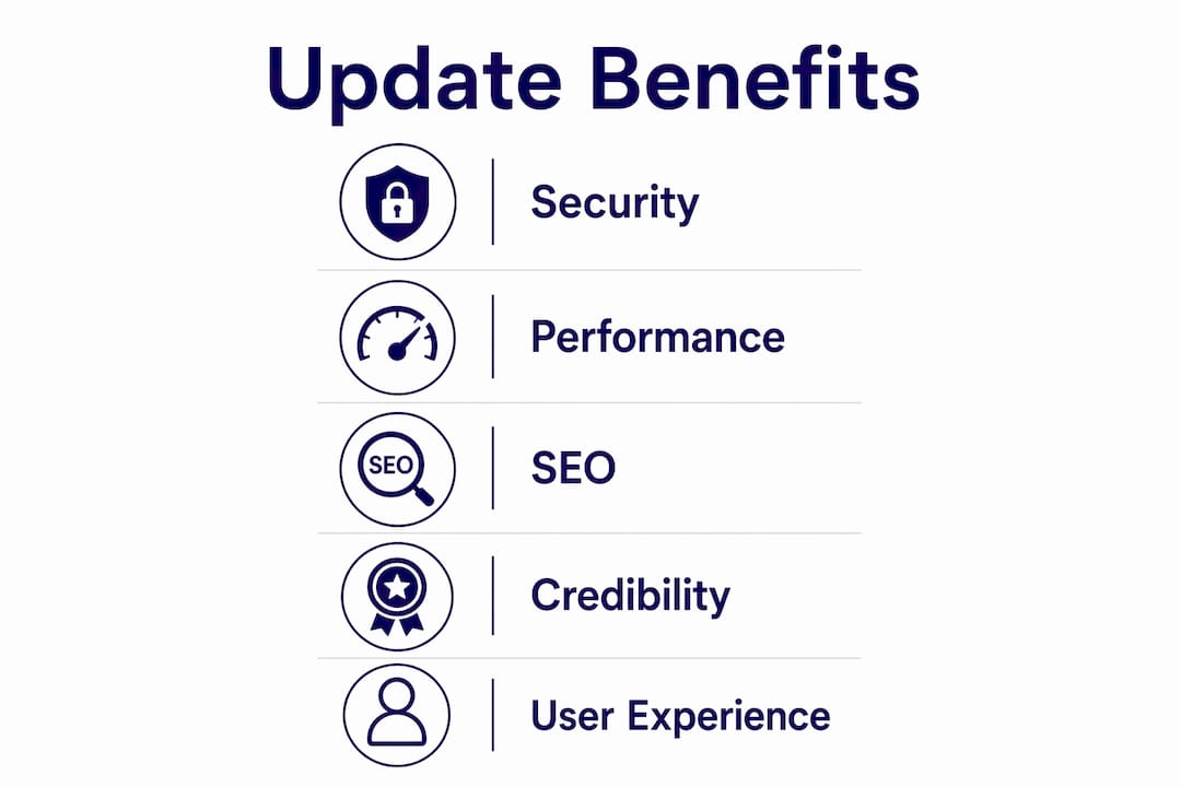 Infographic outlining key benefits of website updates