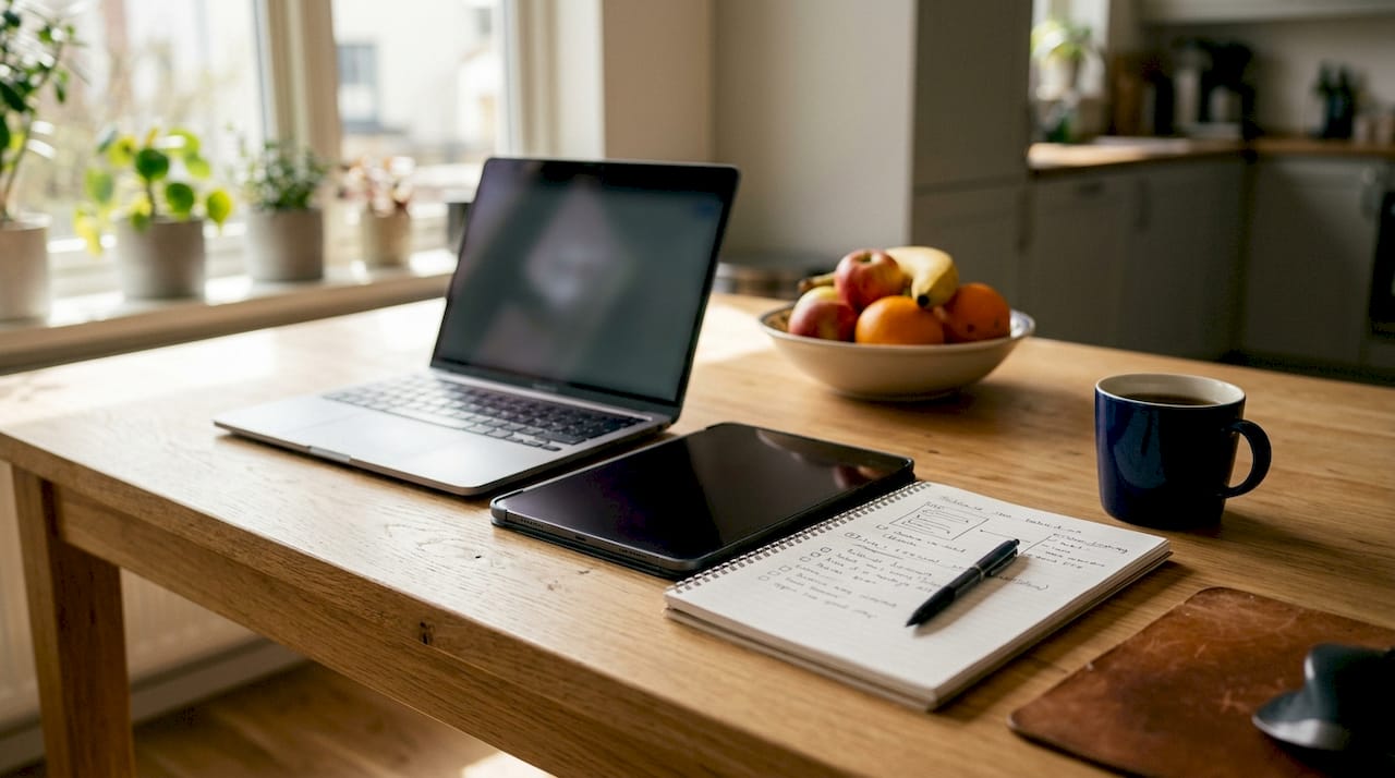 Close-up of SEO audit tools on desk