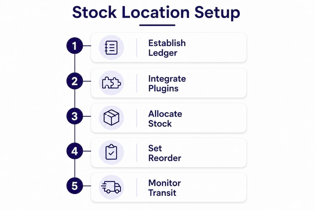Step-by-step infographic on WooCommerce stock setup