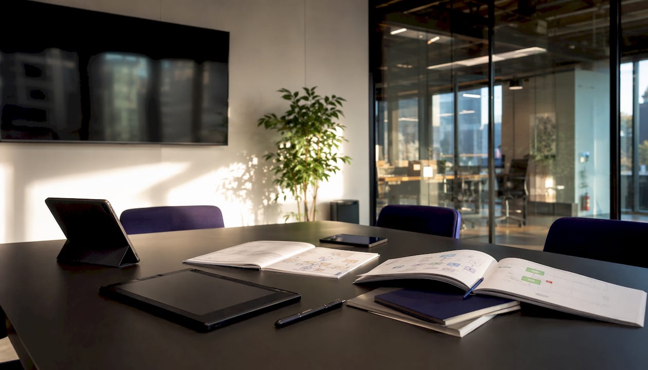 Agency meeting room with site monitoring tools