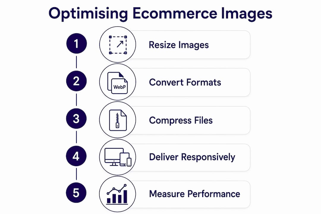 Step-by-step infographic on ecommerce image optimisation