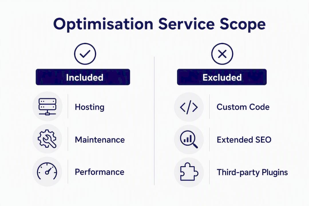 Infographic comparing included and excluded service features