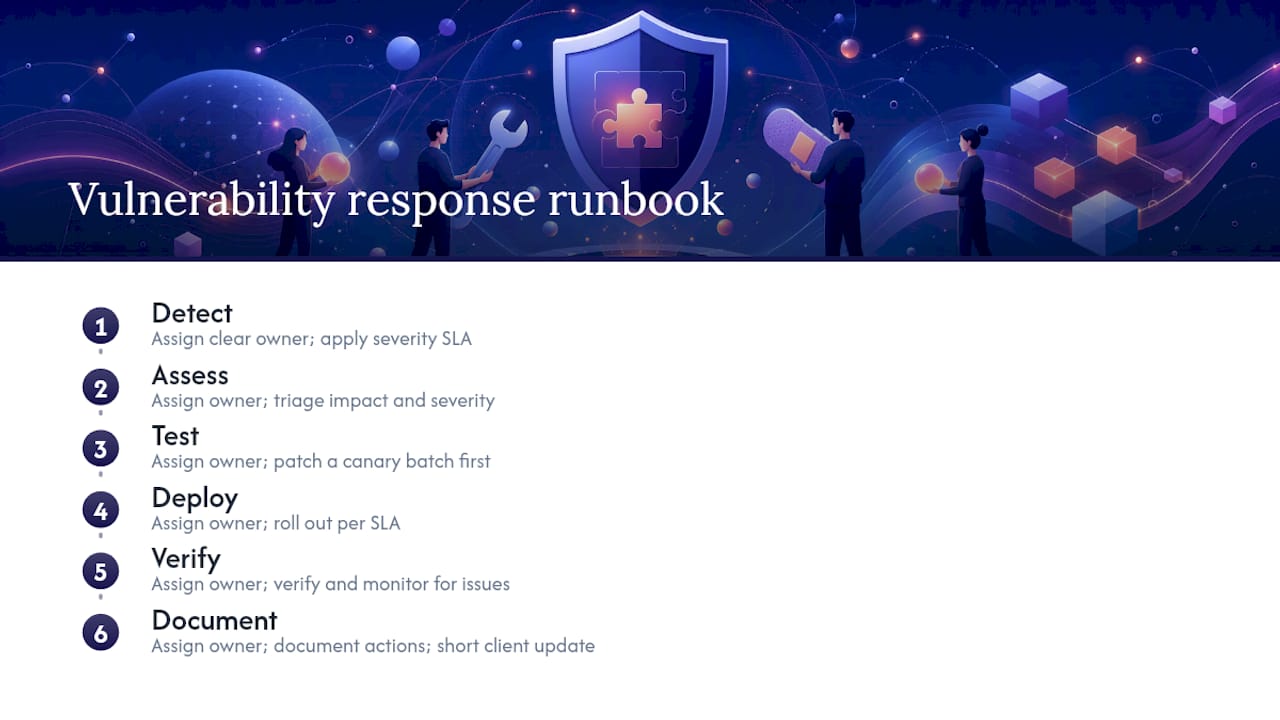 Diagram of WordPress vulnerability response runbook steps