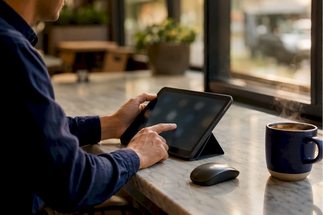 Hands configuring backup plugin settings on device
