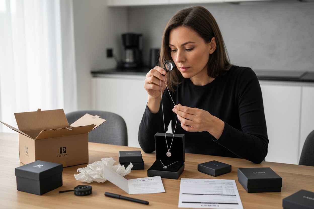 Schmuck Lieferung Kontrolle