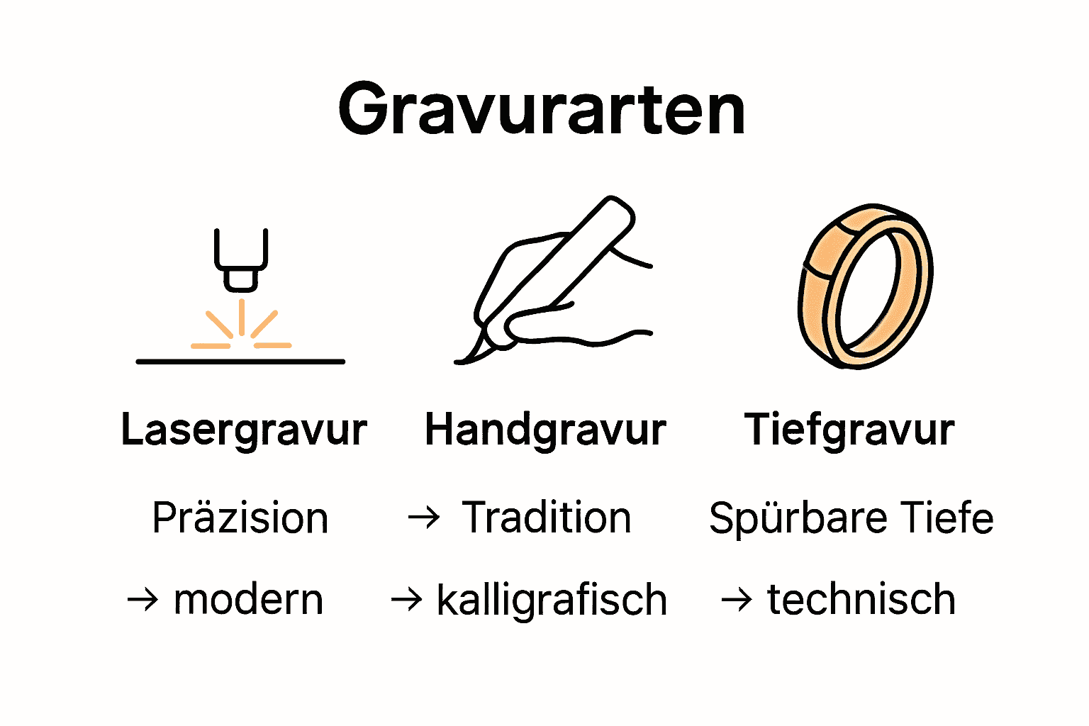 Vergleich Gravurarten und Schriftstile für Schmuck