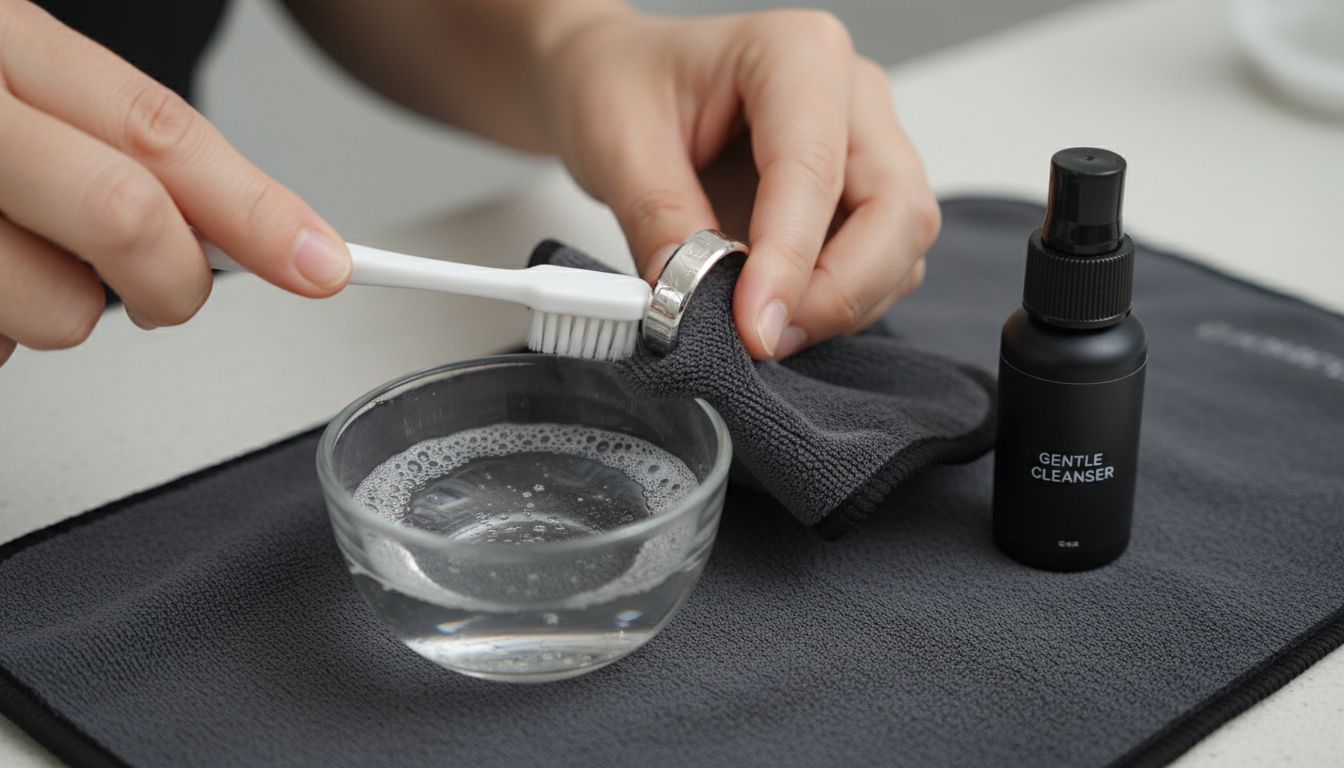 Silberring Reinigung Nahaufnahme