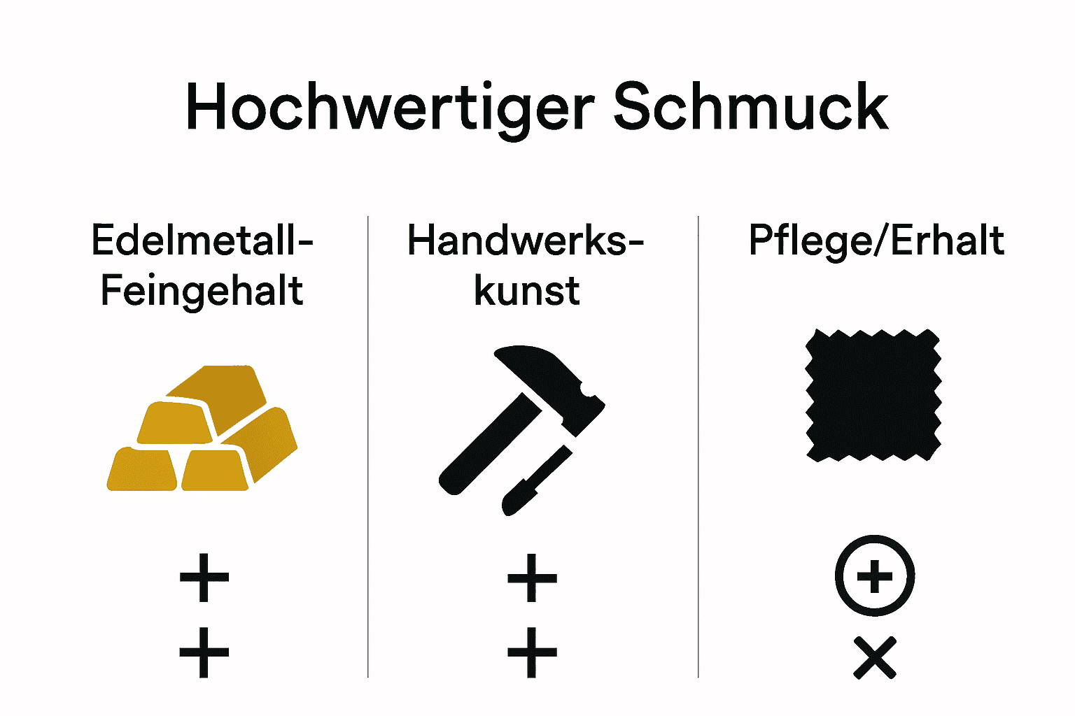 Infografik: Merkmale hochwertigen Schmucks im Vergleich