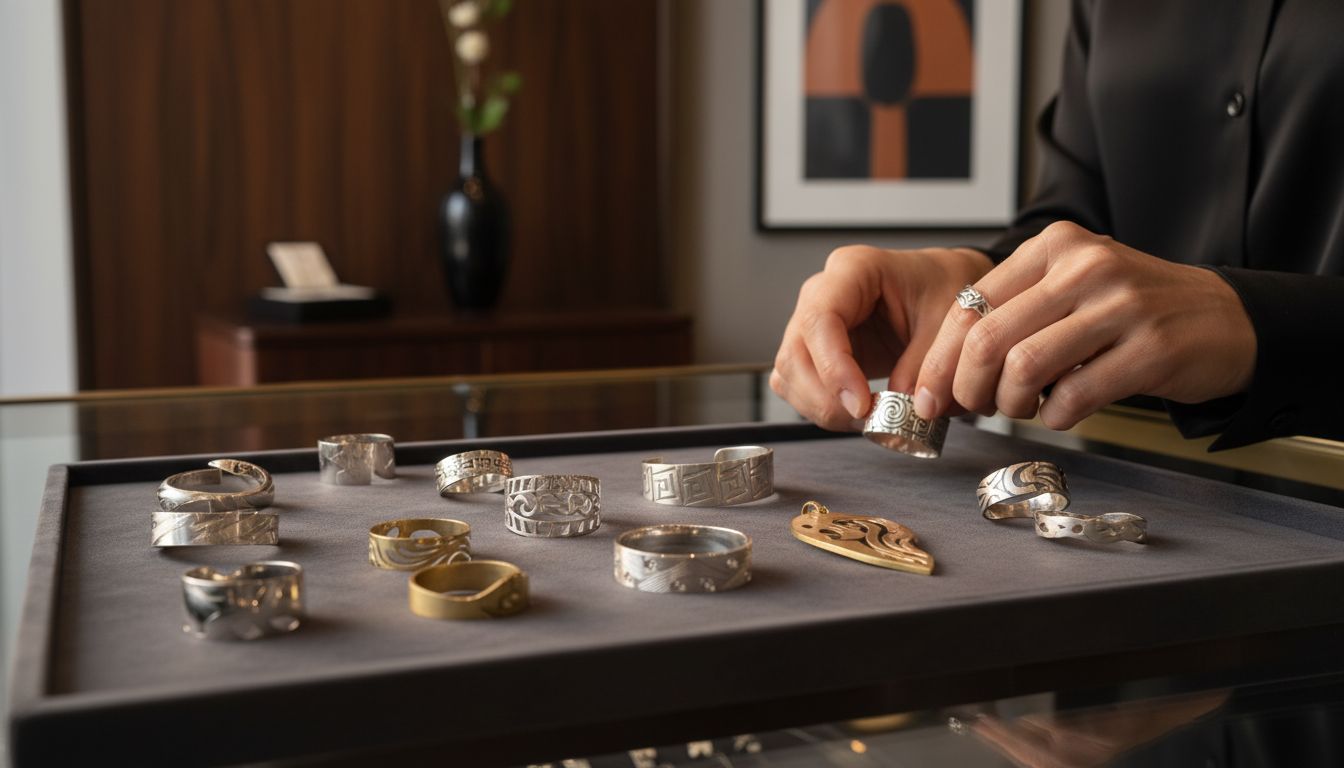 gravierte Schmuckstücke Ausstellung