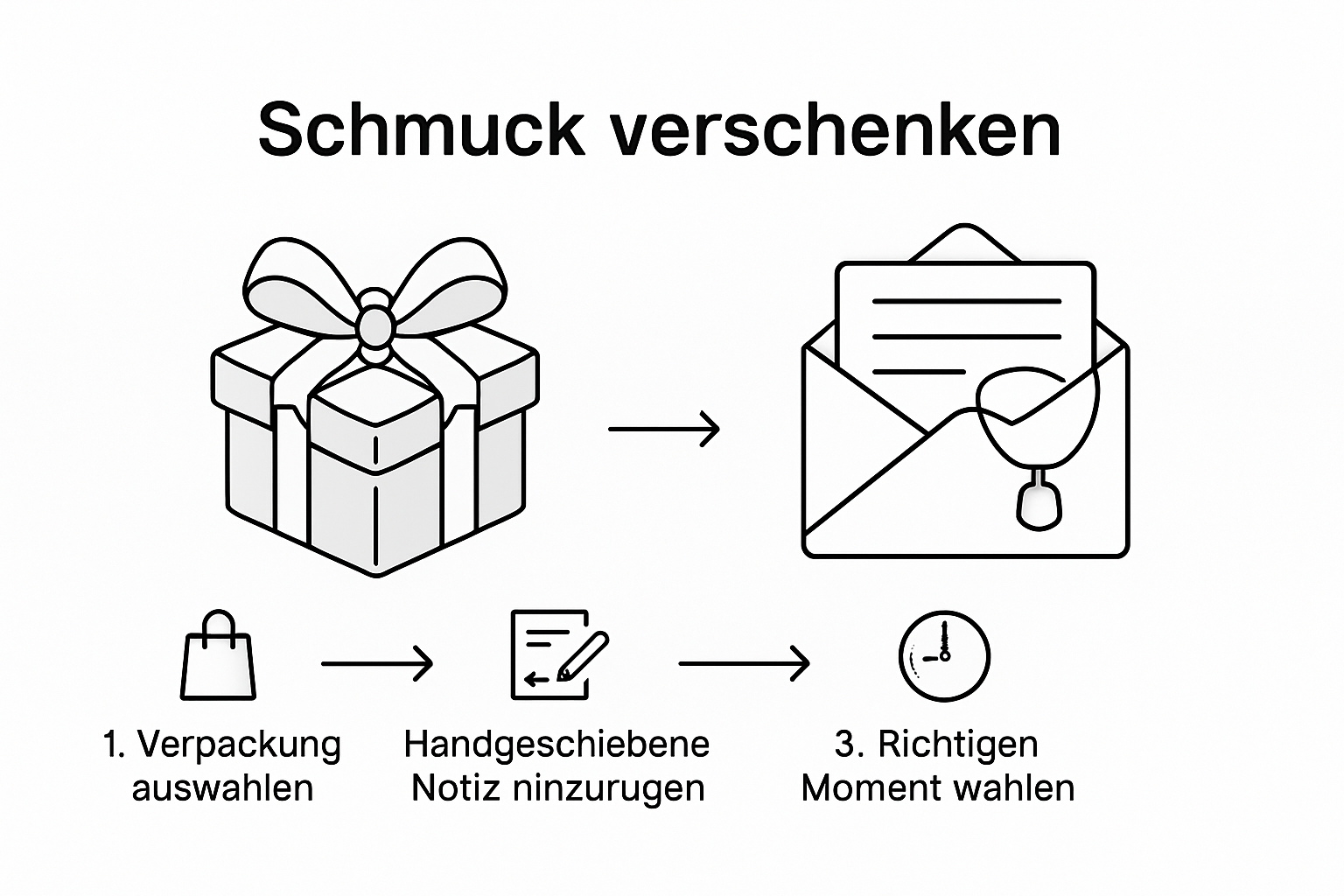 Die Infografik gibt wertvolle Anregungen, wie man Schmuckgeschenke stilvoll und ansprechend überreicht.