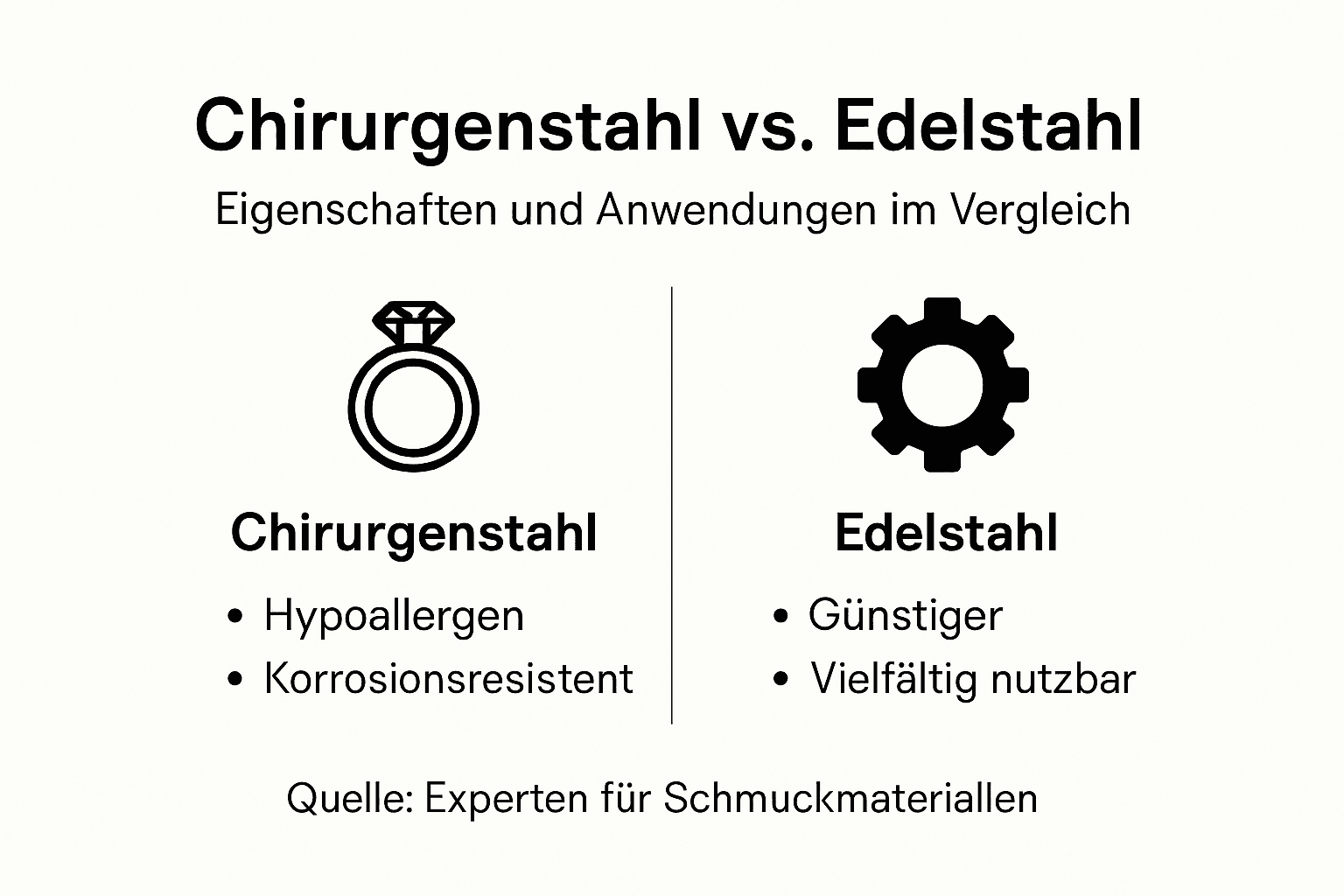 Infografik: Chirurgenstahl vs. Edelstahl – Ein Vergleich auf einen Blick