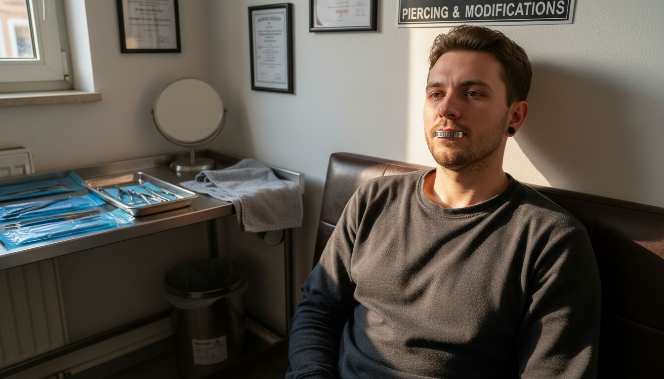 Professionelle Studioaufnahme eines Piercings aus Edelstahl