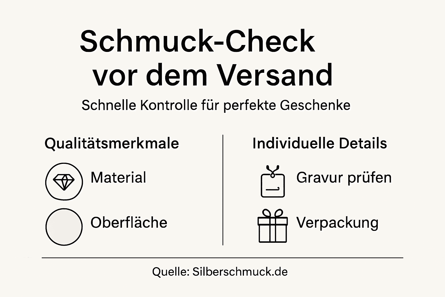 Infografik: Qualitätscheck für Schmuck vor dem Versand