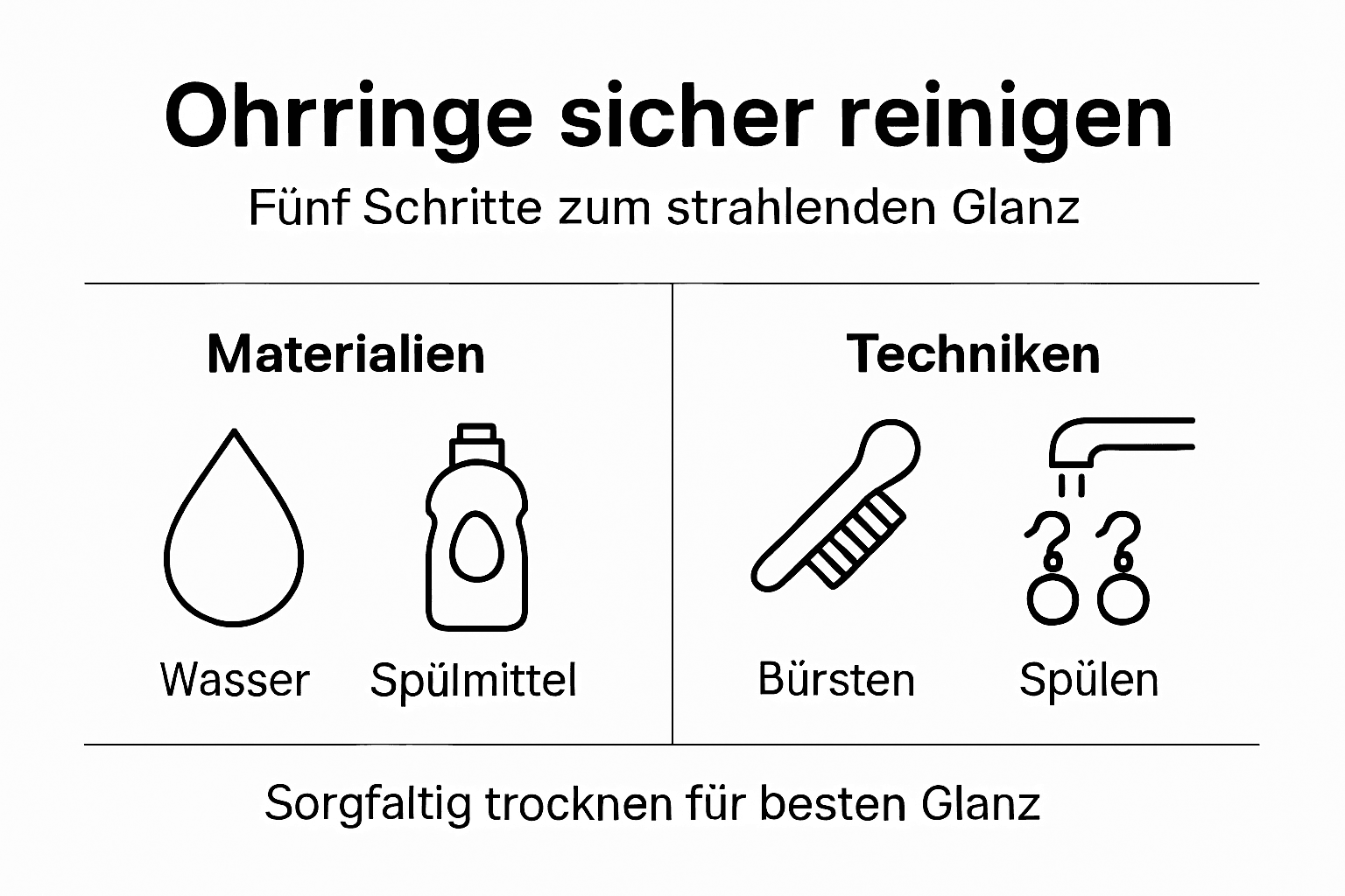 Übersichtliche Grafik mit allen wichtigen Reinigungsschritten und den dazu passenden Materialien