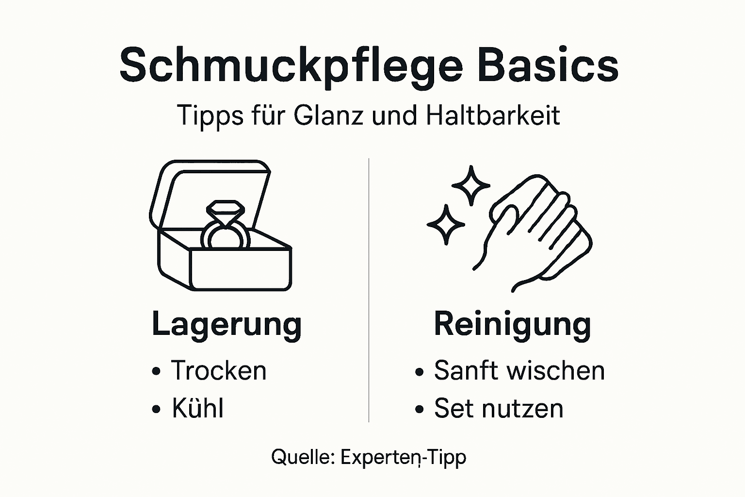 Infografik: So bleibt Ihr Schmuck lange schön – Tipps zur richtigen Pflege und Aufbewahrung
