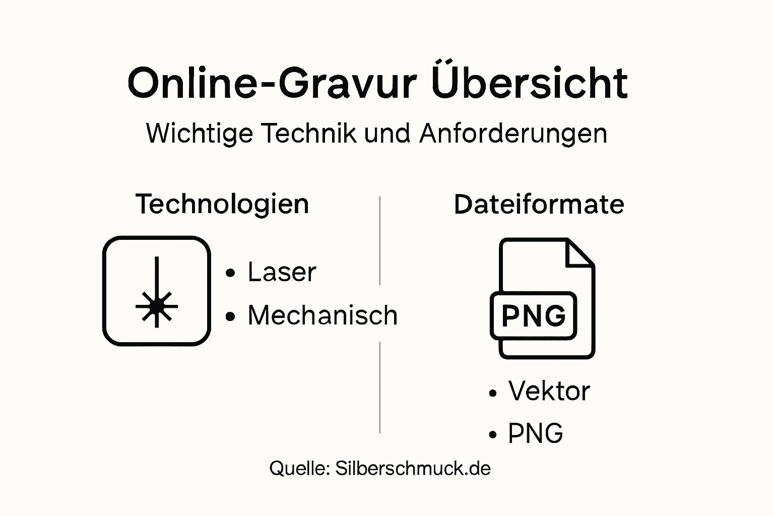 Übersichtsgrafik zu den wichtigsten Gravurtechnologien und -verfahren