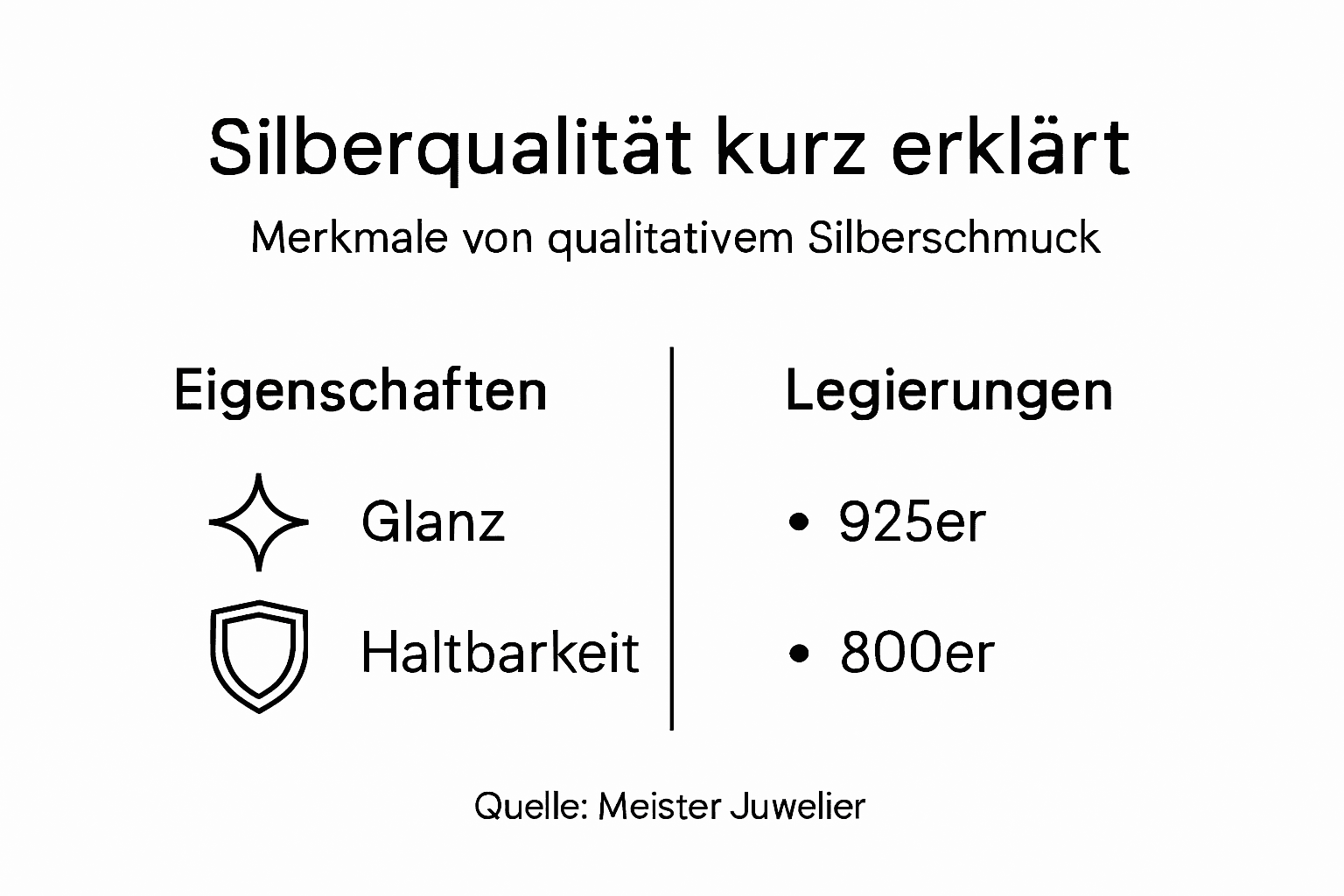 Übersicht: Qualitätsmerkmale und Eigenschaften von Silber