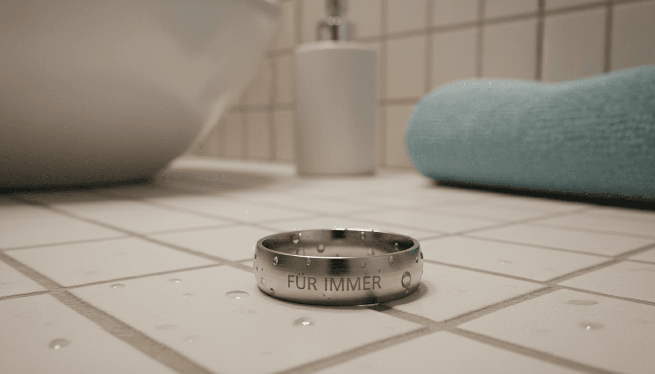 Nahaufnahme eines 316L-Rings auf einer nassen Oberfläche