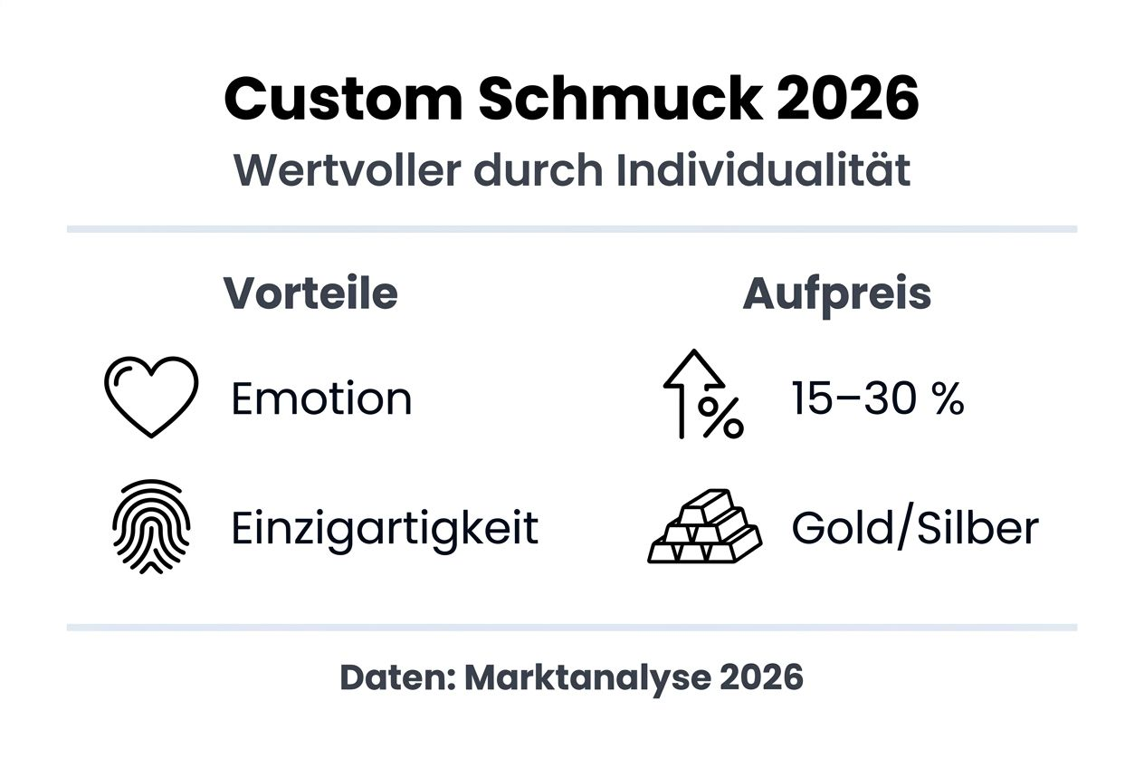 Unsere Infografik veranschaulicht die einzigartigen Wertvorteile von individuell gefertigtem Schmuck.